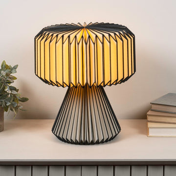 Zelda 12.8" Modern Art Deco Paper Pleated Shade Accent LED Table Lamp